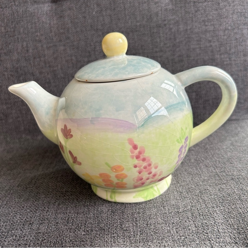 Colorful Floral Teapot, Blue, Green, Pink Pastels, 16 oz - Picture 16 of 16